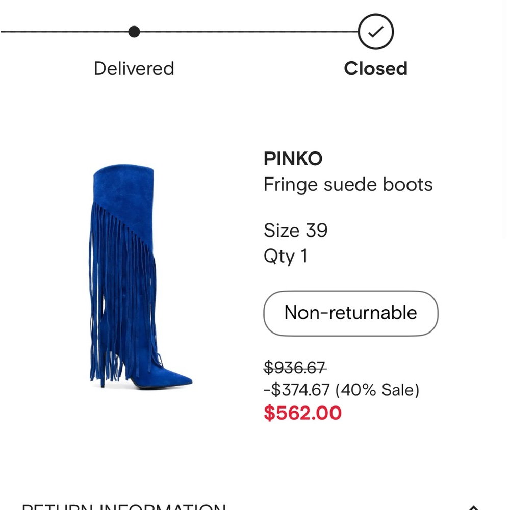 NWT Pinko Purple and Blue Heeled Boots with Fringe Detail